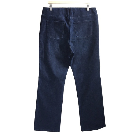 Soft Surroundings The Ultimate Pull-On Bootcut Dark Wash Blue Denim Jeans Large - Picture 14 of 16